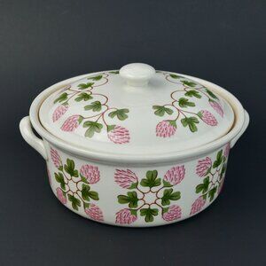 Ralph E. Hall Pink Clover Casserole Dish Lidded Vintage